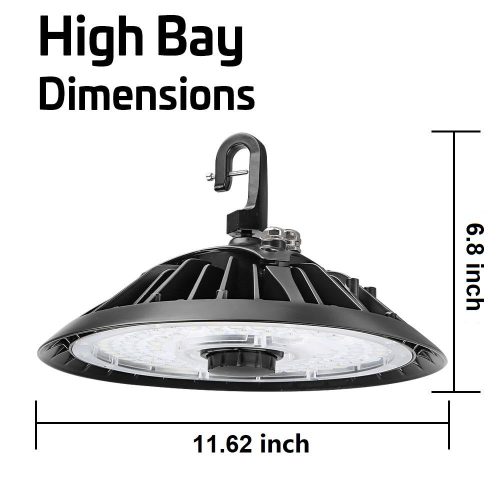 100w 150W UFO Round LED Highbay light fixture Dimensions black