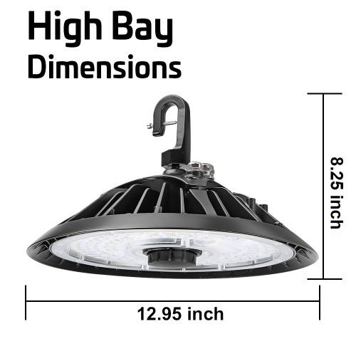 200W 250W UFO Round LED indoor Highbay Dimensions black