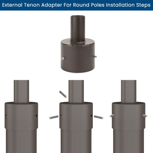 5in Round Pole Mount With 2 3 or 8in O.D. Tenon Adapter 01