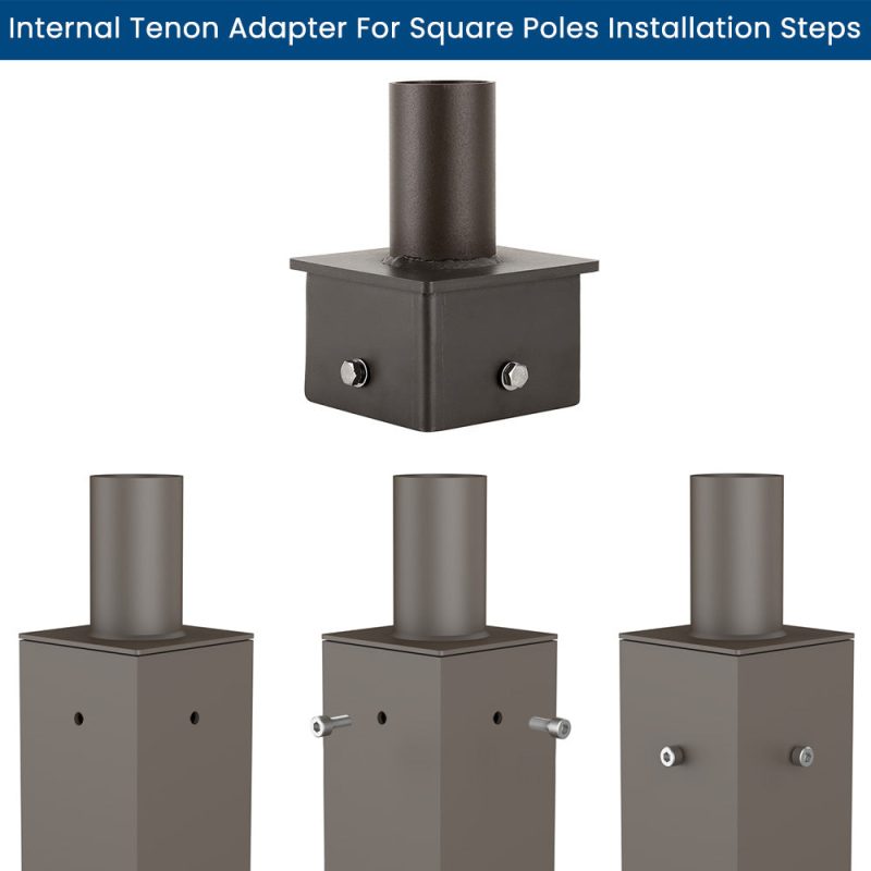 5in Square Pole Mount With 2 3 or 8in O.D. Tenon Adapter 01