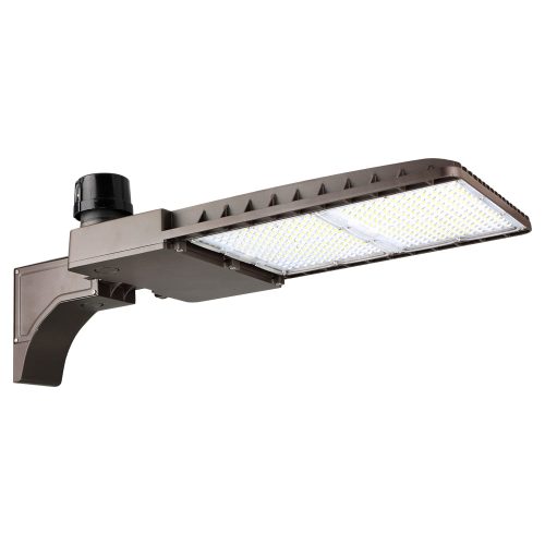 Konlite LED Outdoor Area Light with pole mount bracket and dusk to dawn photocell