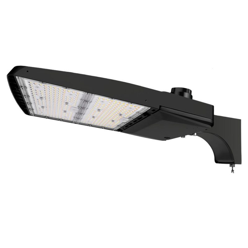 Konlite Vela III 310W LED Black Parking Lot Light with extrusion pole mount arm