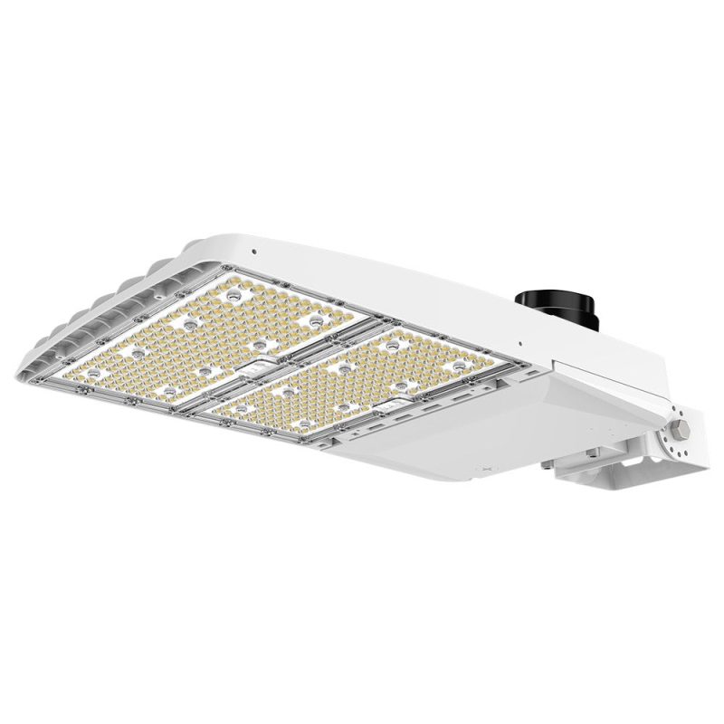 Konlite Vela III 310W LED White Parking Lot Light with yoke arm