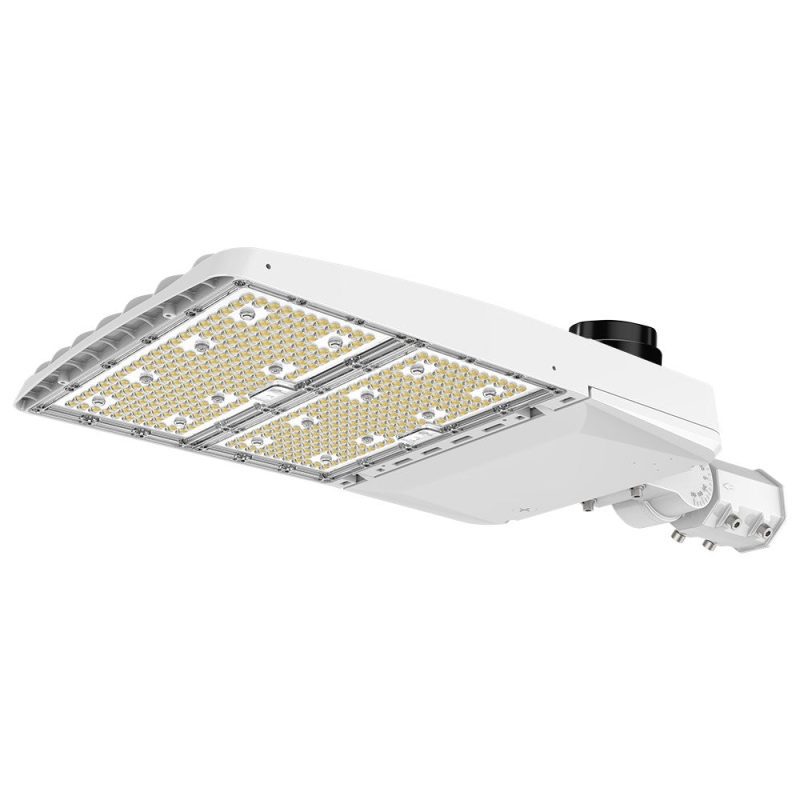 Konlite Vela III 310W LED White Parking Lot Light with slip fitter arm