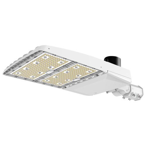 Konlite Vela III 310W LED White Parking Lot Light with slip fitter arm and photocell