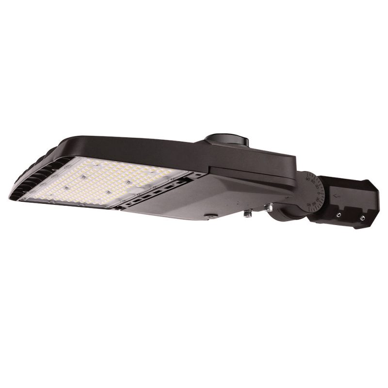 Wattage selectable Vela LED Area light with Slipfitter arm