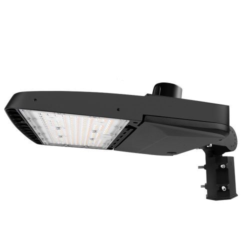 Konlite Vela I LED White Parking Lot Light with slipfitter arm and Photocell