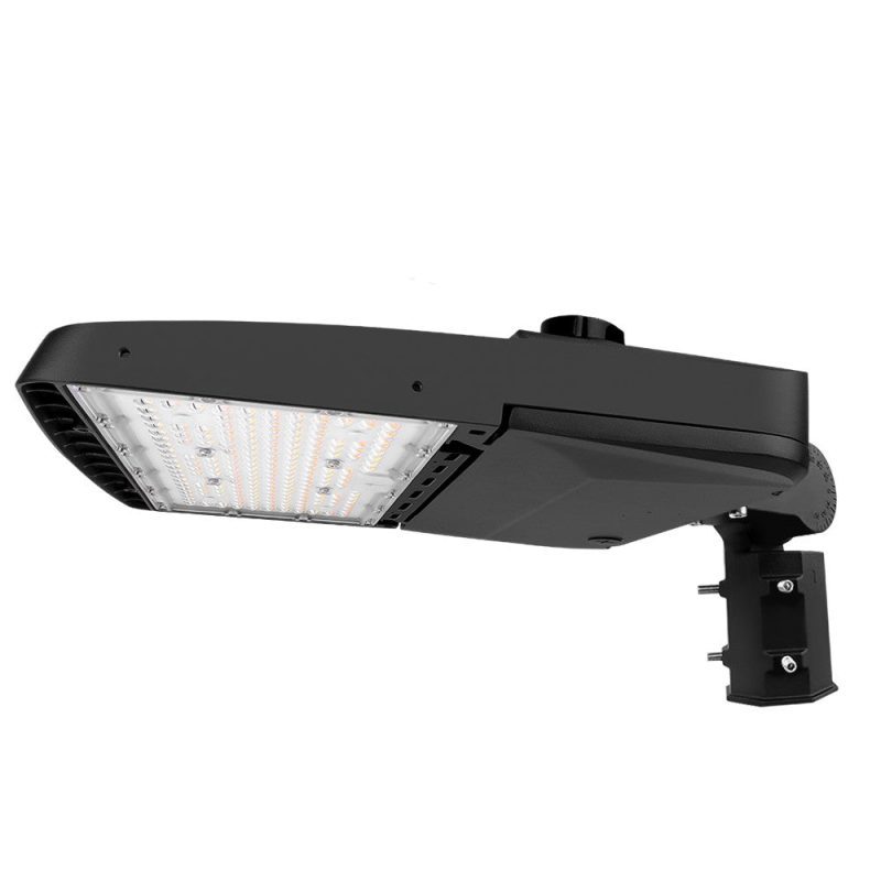 Konlite Vela I LED White Parking Lot Light with slipfitter arm