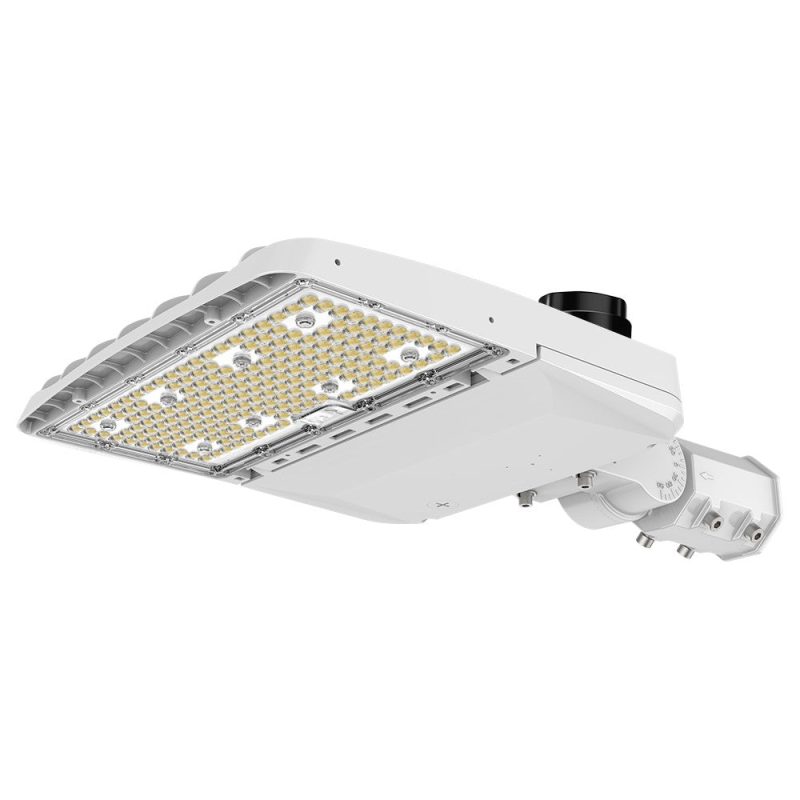 Konlite Vela I LED White Parking Lot Light with slipfitter arm