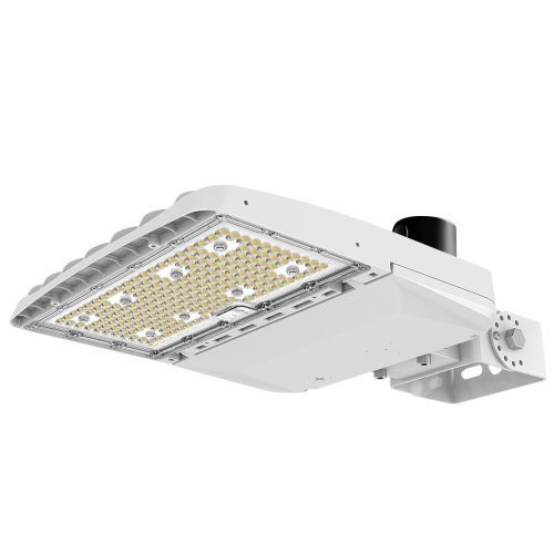 Konlite Vela I LED White Parking Lot Light with yoke mount and photocell