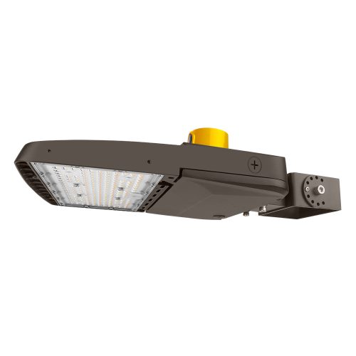 150W Vela 480V LED Area light with Yoke Mount Arm with Photocell