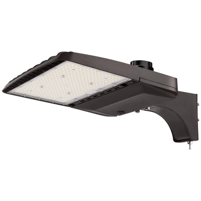 Konlite Vela wattage selectable led parking lot light with pole mount arm