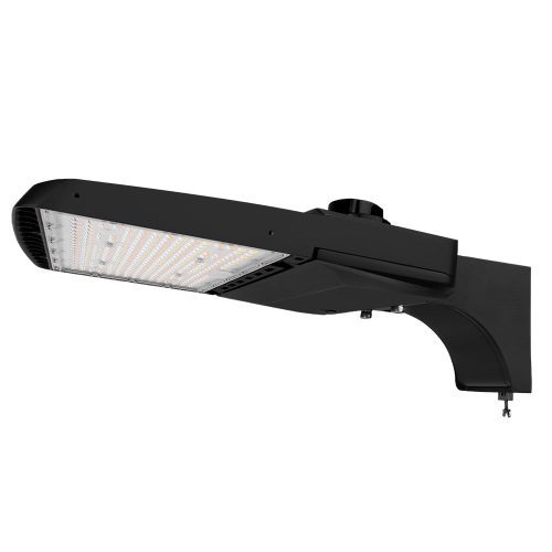 Konlite Vela wattage selectable led parking lot light with pole mount arm