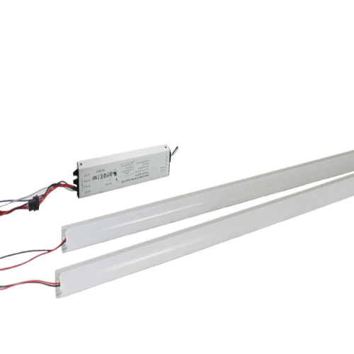  Two 4ft Magnetic Linear LED Retrofit Kit wired connected with a driver